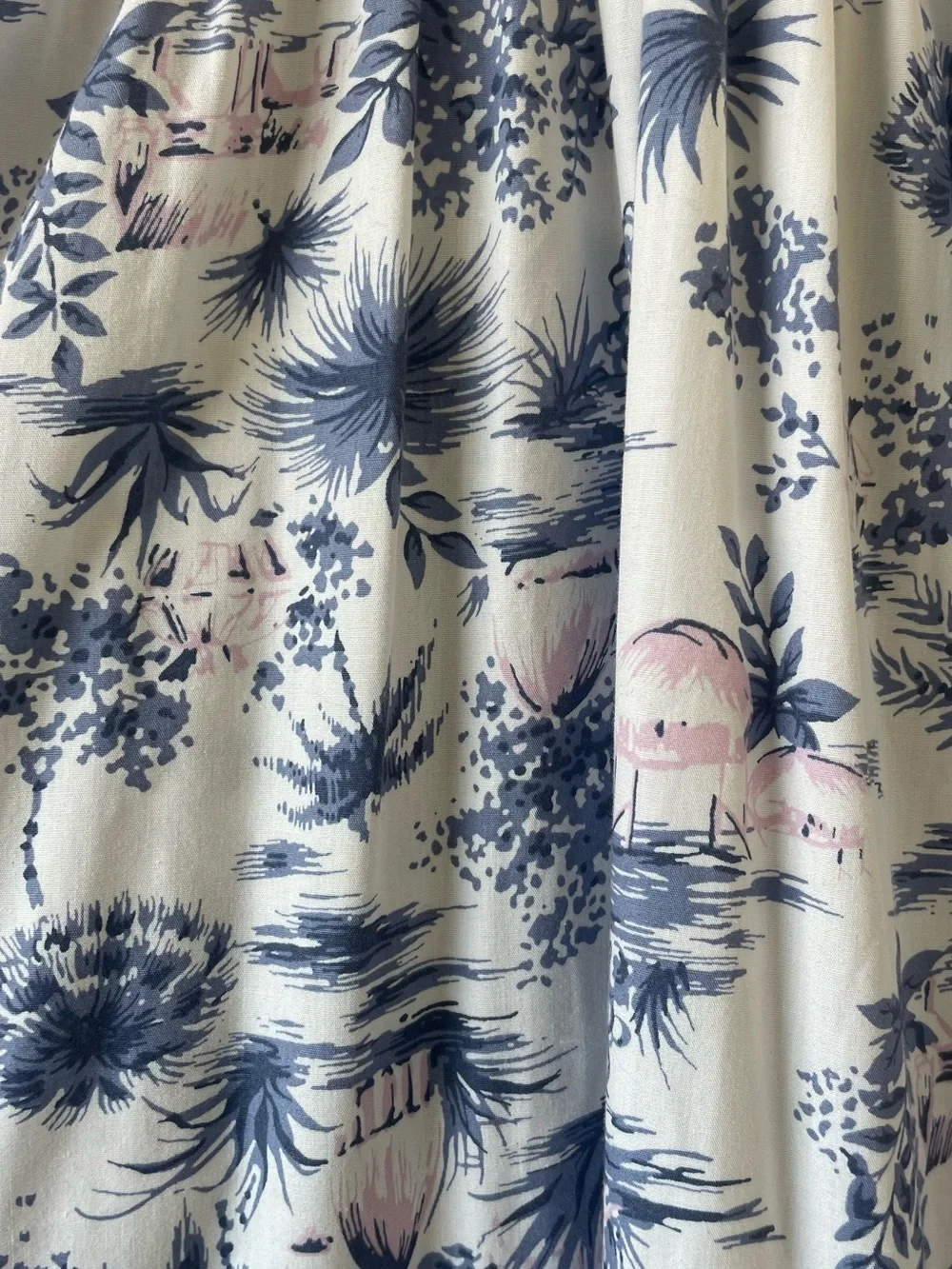 Abercrombie & Fitch Smocked Tiered Maxi Dress | Blue & White Palm Print | XS